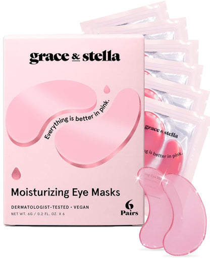 Grace & Stella Under Eye Mask - Reduce Dark Circles, Puffy Eyes, Undereye Bags & Wrinkles - Gel Under Eye Patches, Vegan & Cruelty-Free Self Care (72 Pairs, Gold Pink Blue)