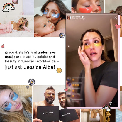 Grace & Stella Under Eye Mask - Reduce Dark Circles, Puffy Eyes, Undereye Bags & Wrinkles - Gel Under Eye Patches, Vegan & Cruelty-Free Self Care (72 Pairs, Gold Pink Blue)